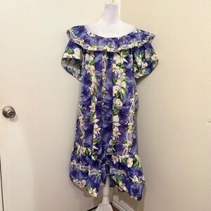 Jade Fashions Purple Floral Muumuu Tropical House Dress Hawaiian XXL Cotton